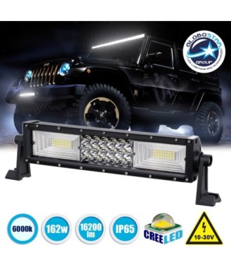 GloboStar® 85481 PRO Series Μπάρα Ίσια - Straight TRI-ROW 7D για Αυτοκίνητα & Φορτηγά LED CREE XBD 162W 16200lm 15° & 60° DC 10-30V Αδιάβροχη IP65 Ψυχρό Λευκό 6000K